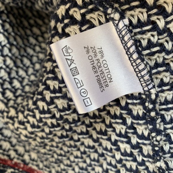 Sahara Cardigan Jacket Sze M / L Navy Blue & White Cotton Blend Draped Oversized - Picture 9 of 12